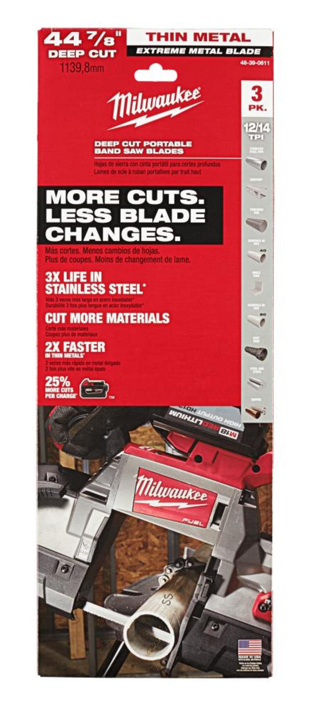 Milwaukee Extreme Thin Metal Band Saw Blades 3PK Deep Cut - Ascmtools