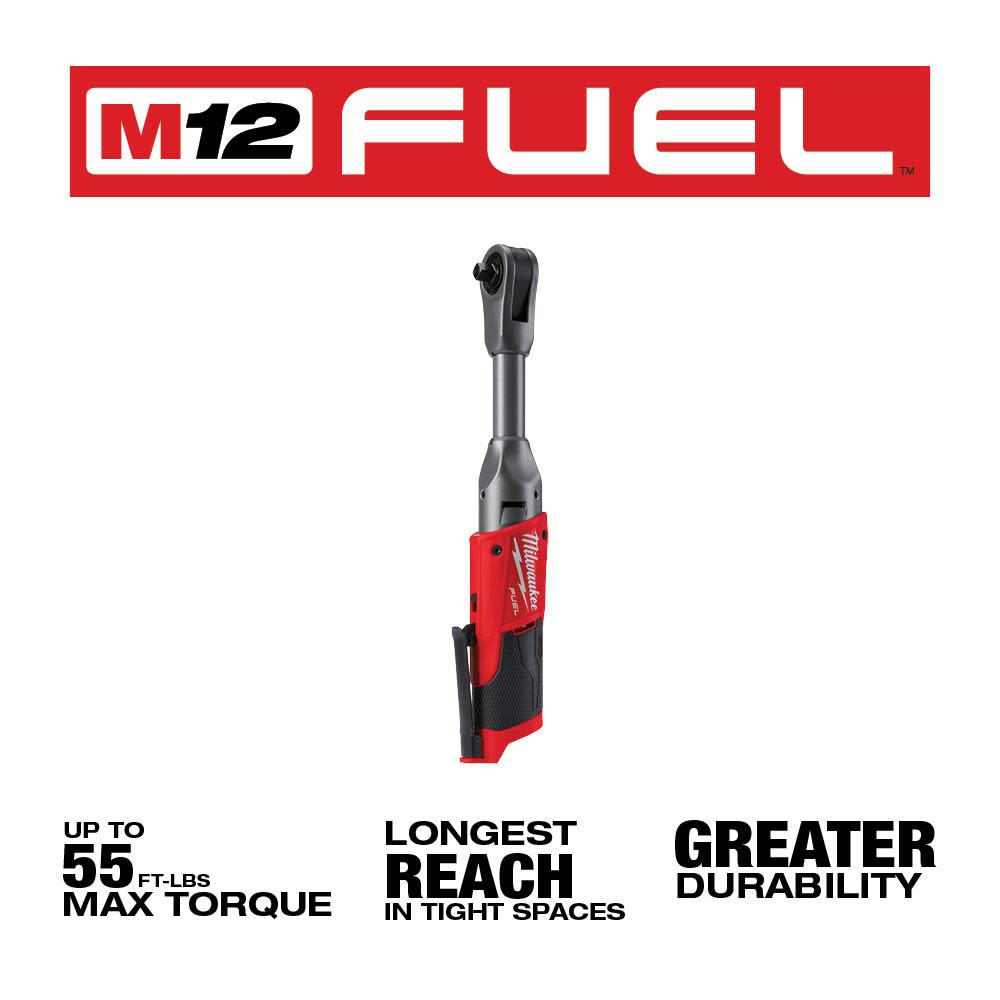 Milwaukee M12 FUEL 3/8 in. Extended Reach Ratchet (Bare Tool) - Ascmtools