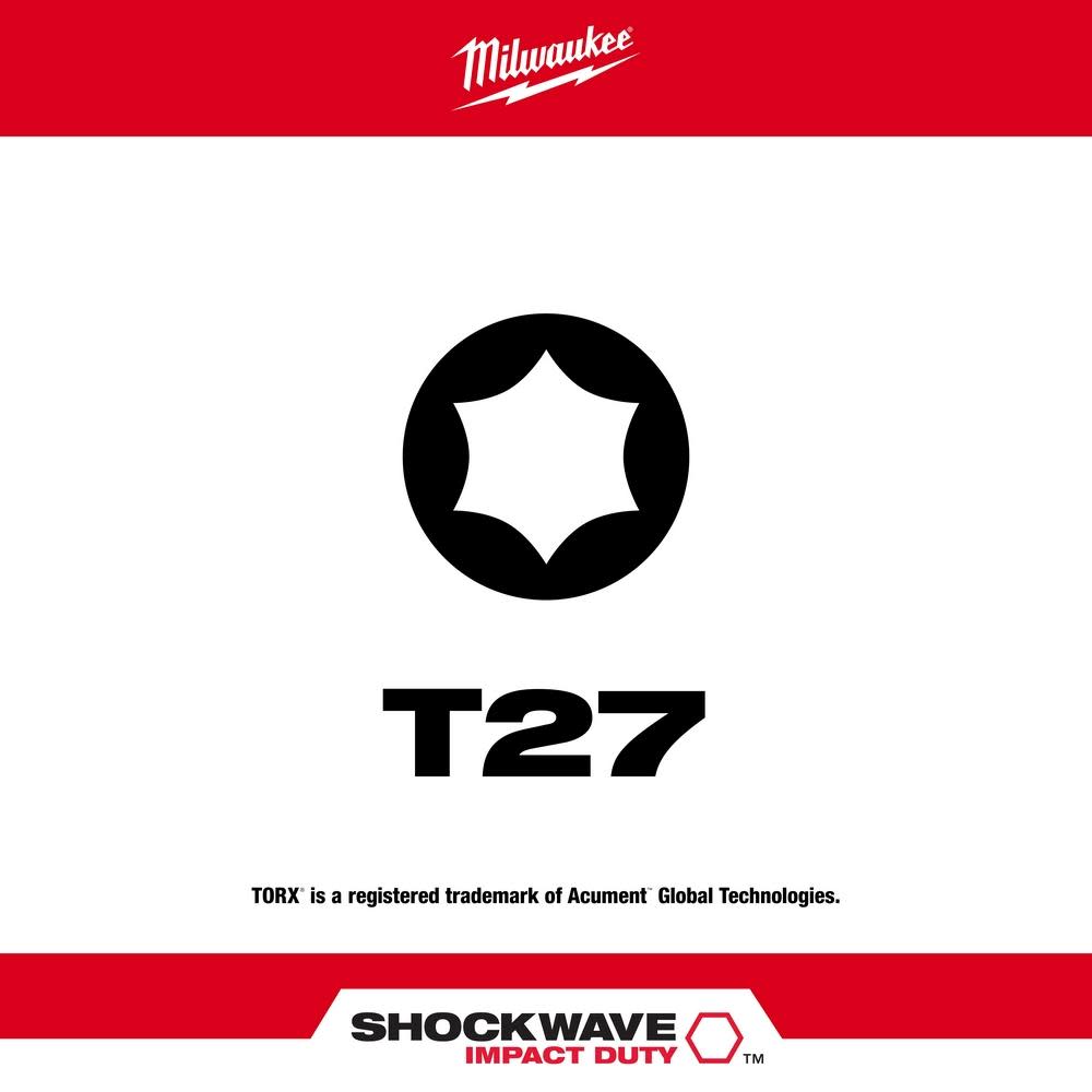 Milwaukee SHOCKWAVE 6 in. Impact Torx T27 Impact Driver Bit 10PK - Ascmtools
