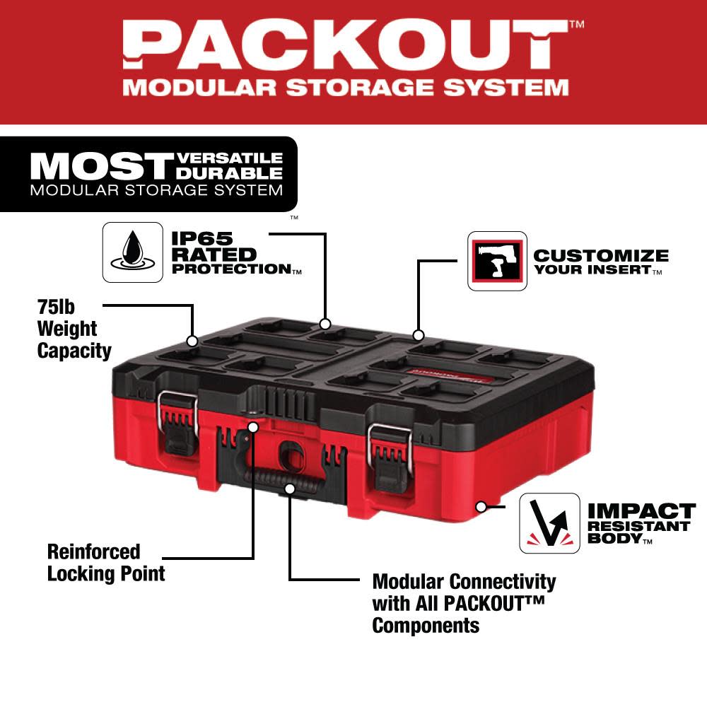 Milwaukee PACKOUT Tool Case with Foam Insert - Ascmtools