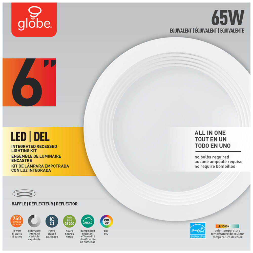 Globe Electric Value Pack Recessed Lighting KitWhite Plastic LED - Ascmtools