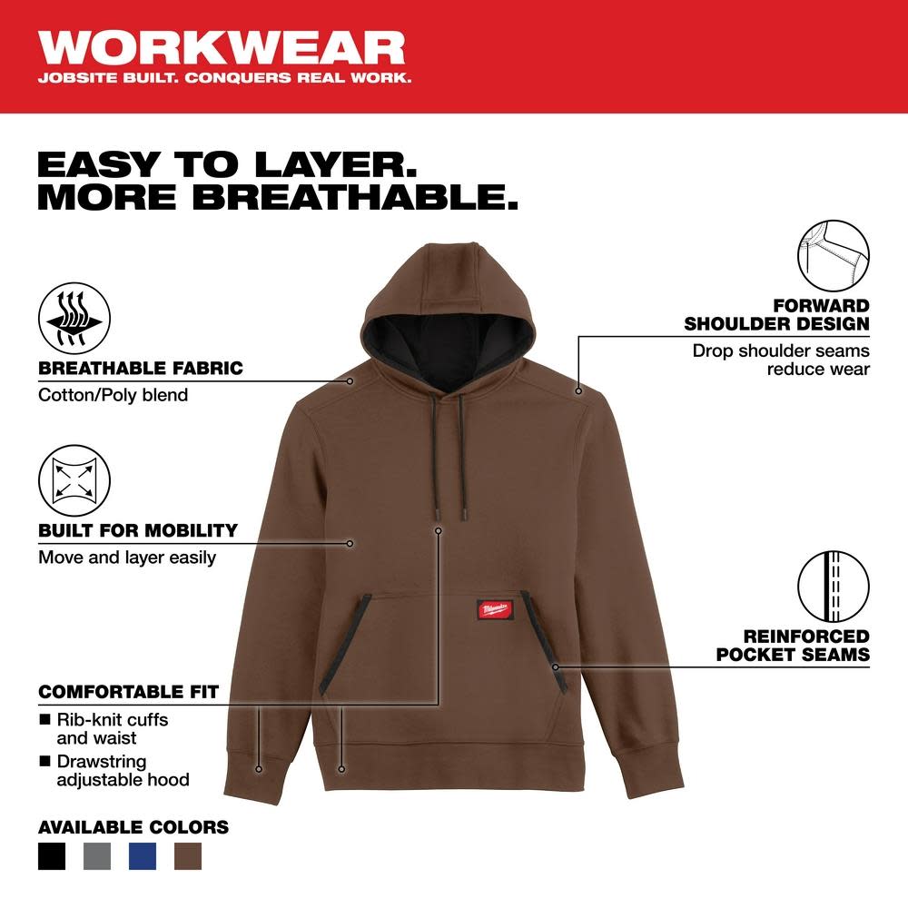 Milwaukee Midweight Pullover Hoodie Brown XL - Ascmtools