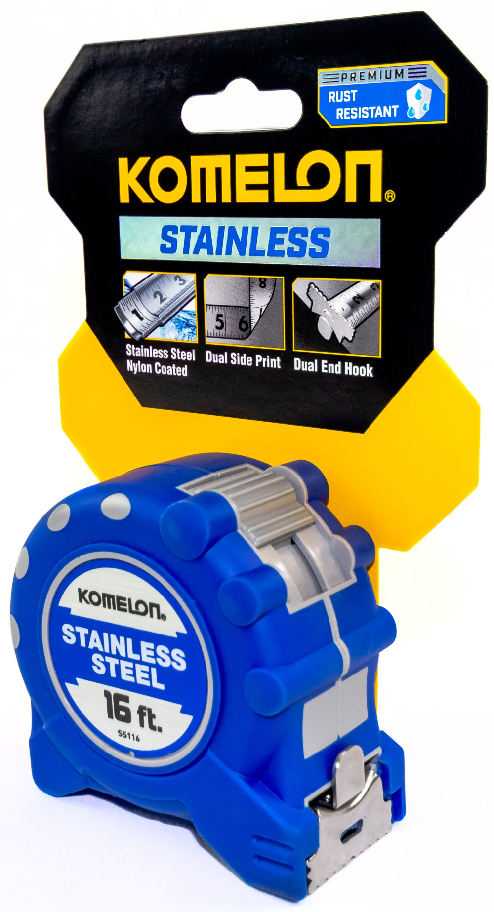 Komelon 16′ x 1″ Stainless Steel Gripper Tape Measure - Ascmtools