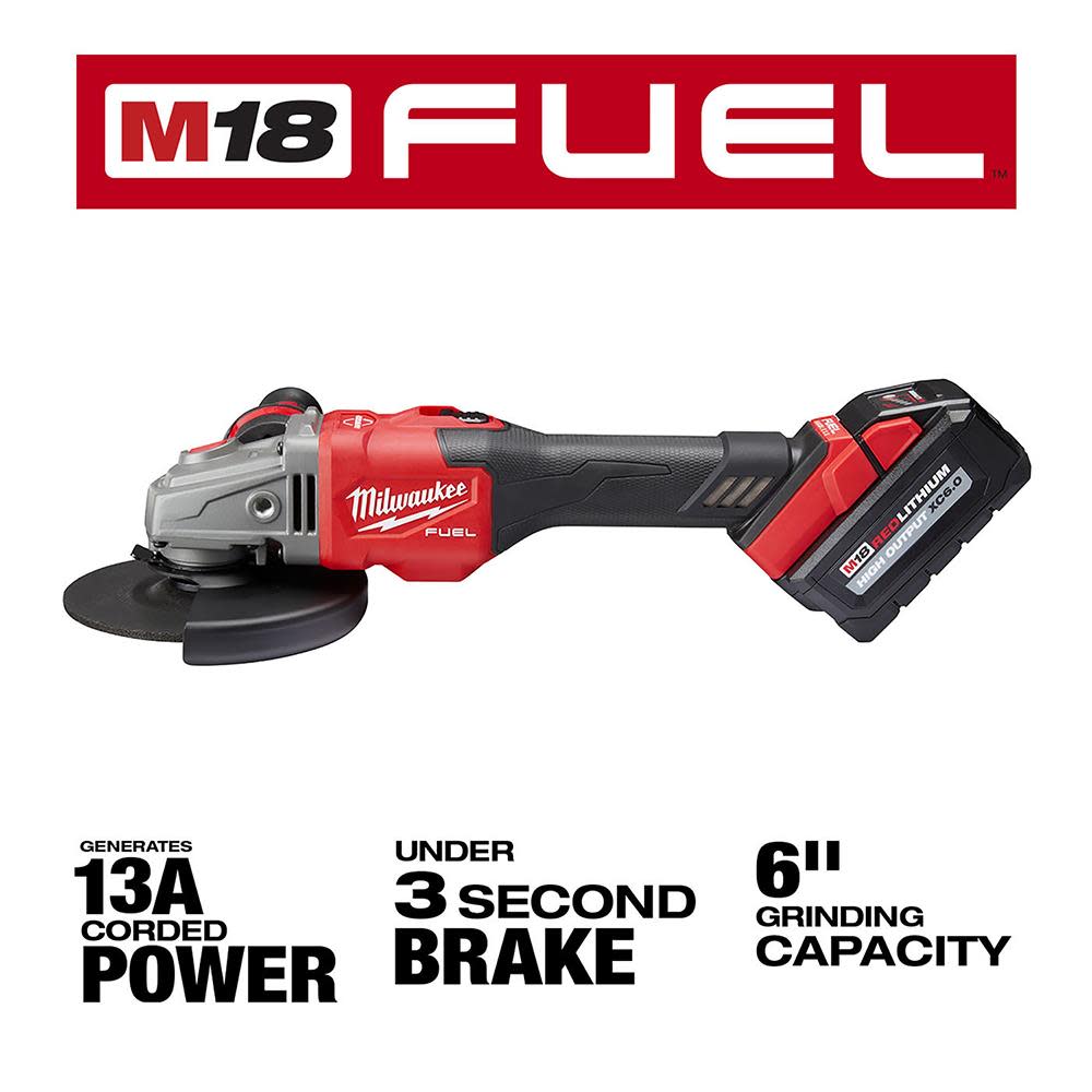 Milwaukee M18 FUEL 4-1/2 in.-6 in. Lock-On Braking Grinder with Slide Switch Kit - Ascmtools