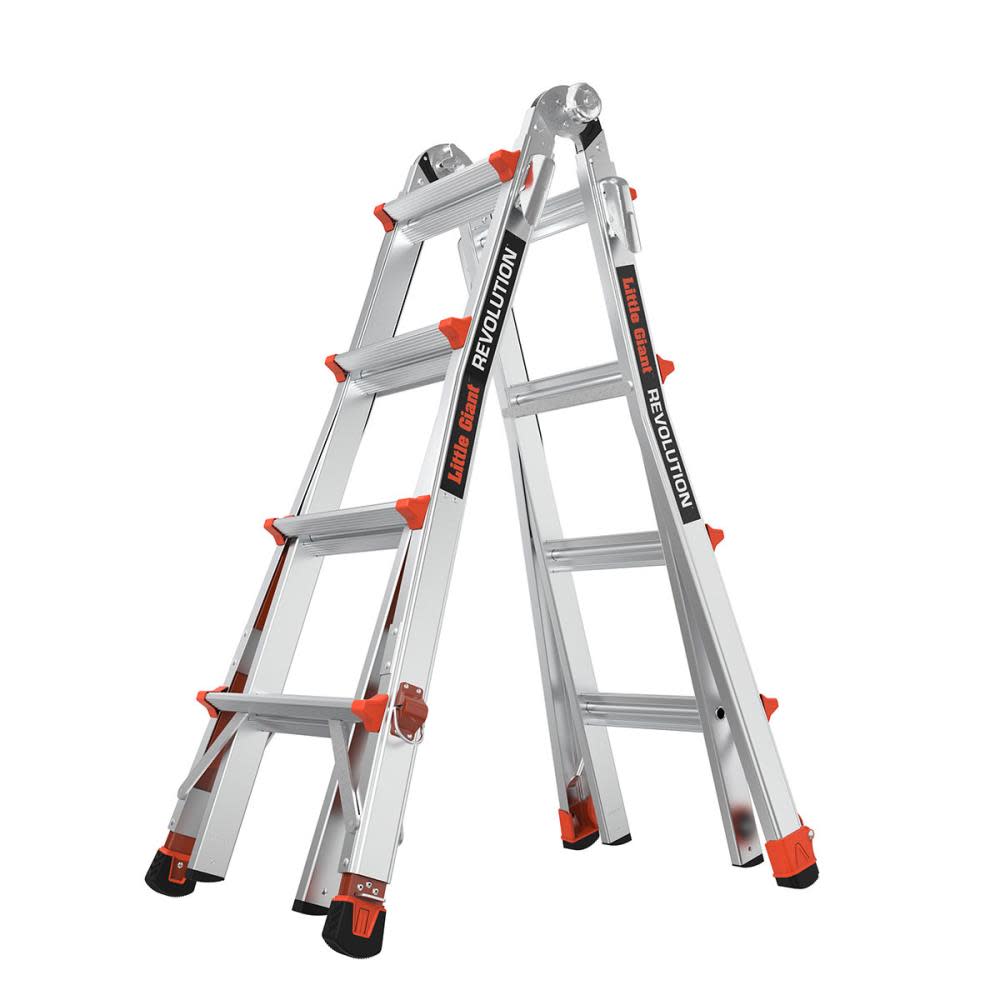 Little Giant Safety Revolution M17 Aluminum Type 1A 300lb Rated Telescoping Multi-Position Ladder with Ratchet Leg Leveler - Ascmtools