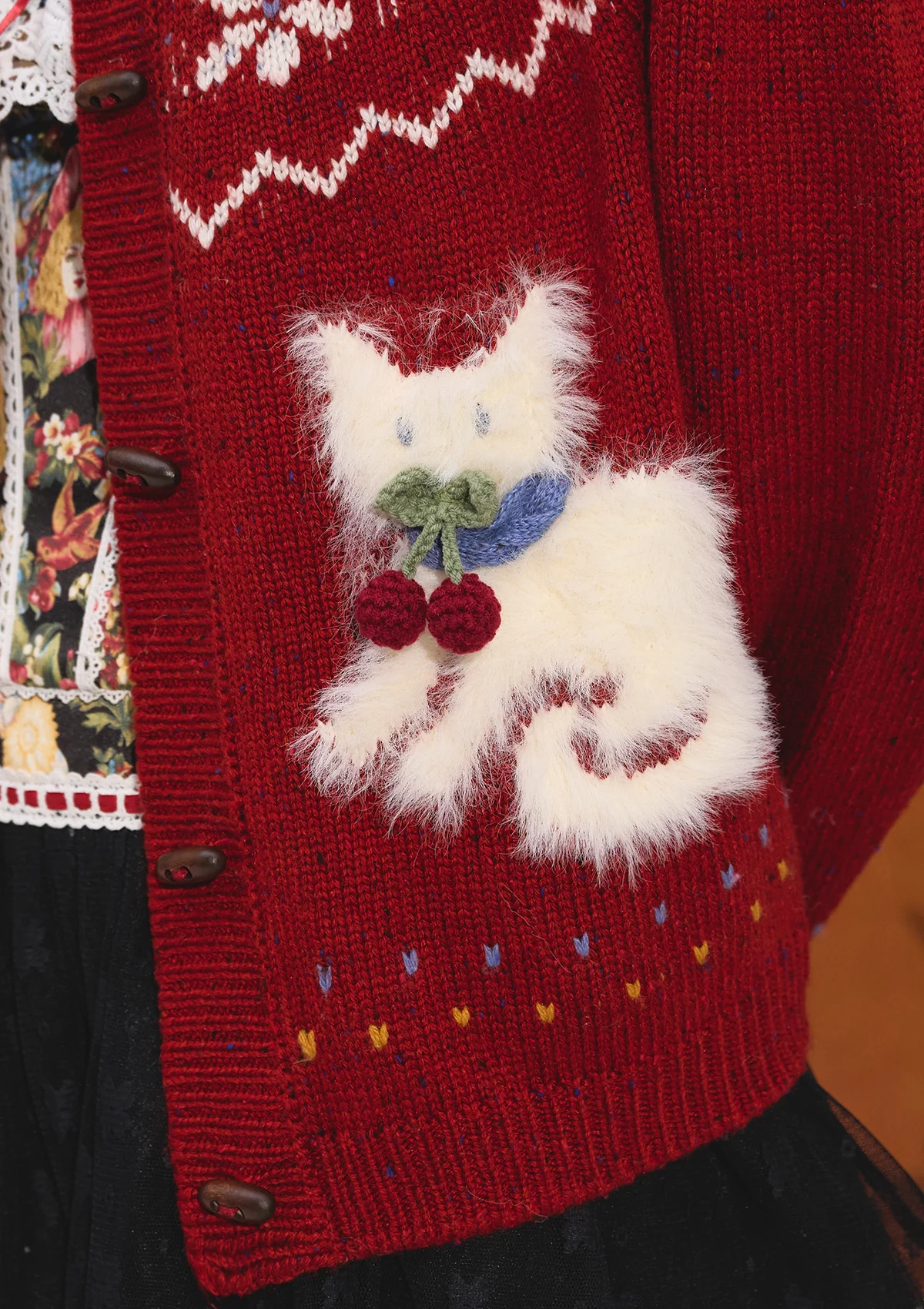 Berry Cream Kitty Knit Cardigan - Ascmtools