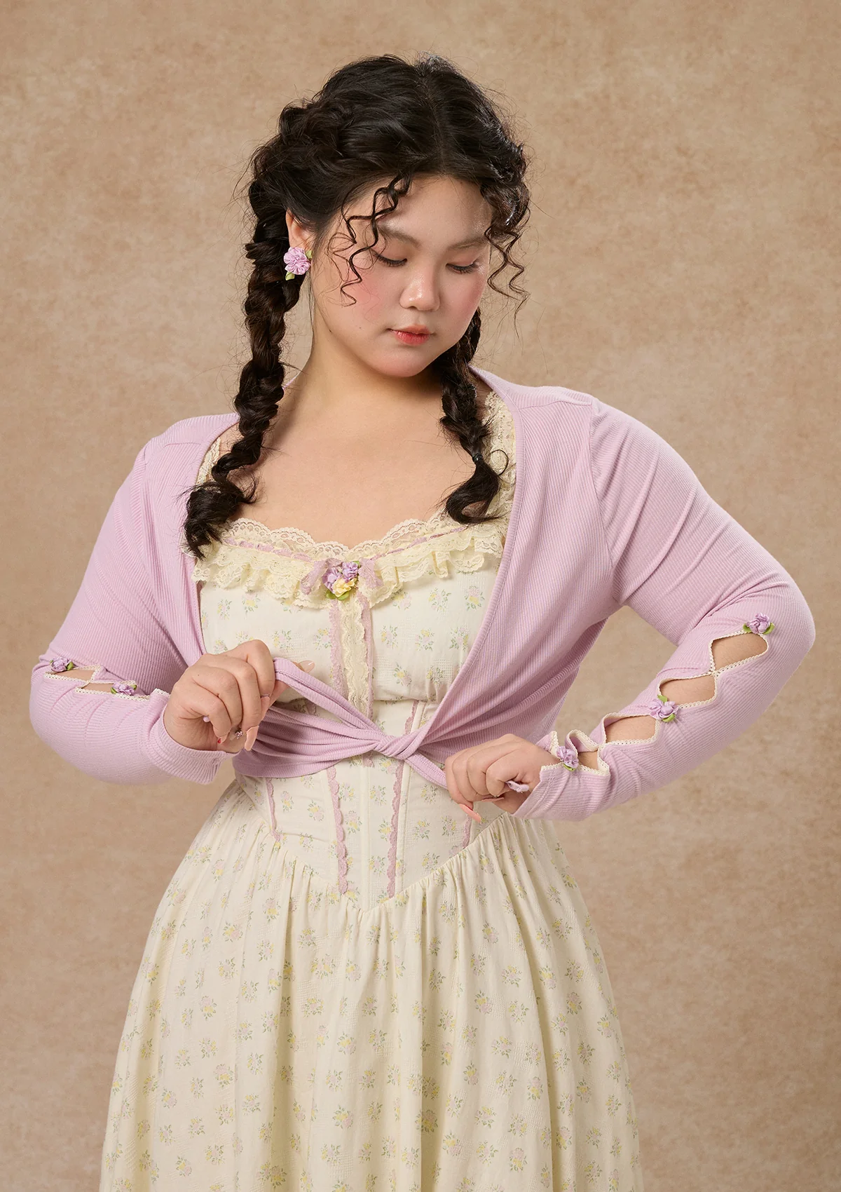 Curve&Plus Cream Clove Cardigan - Ascmtools