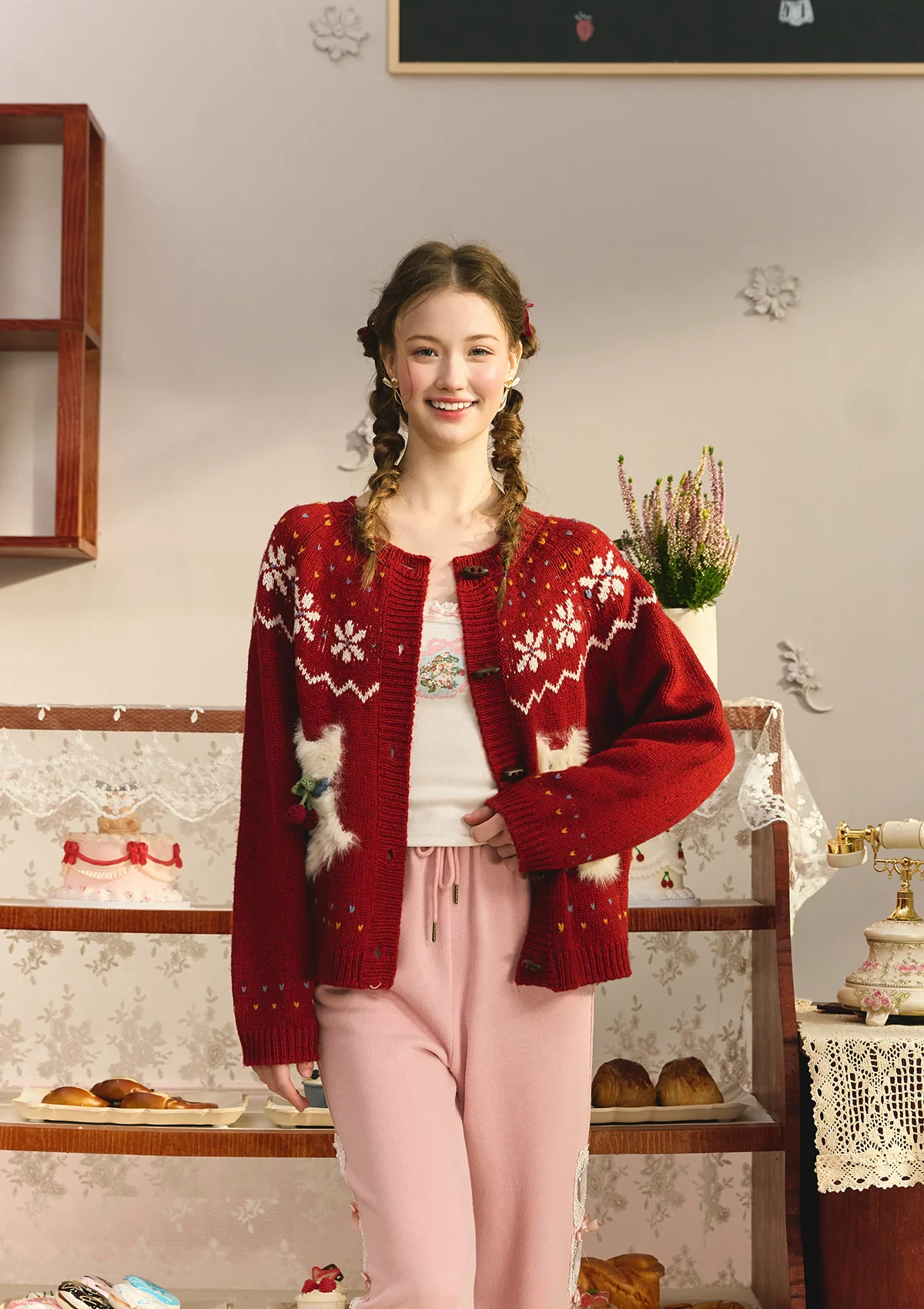Berry Cream Kitty Knit Cardigan - Ascmtools