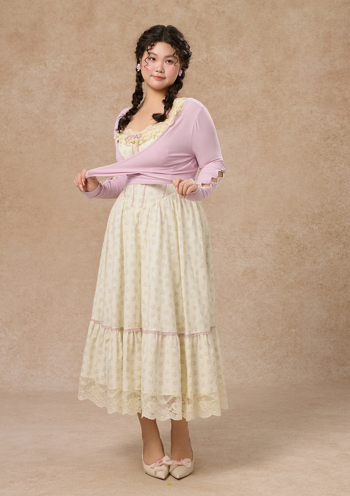 Curve&Plus Cream Clove Cardigan - Ascmtools