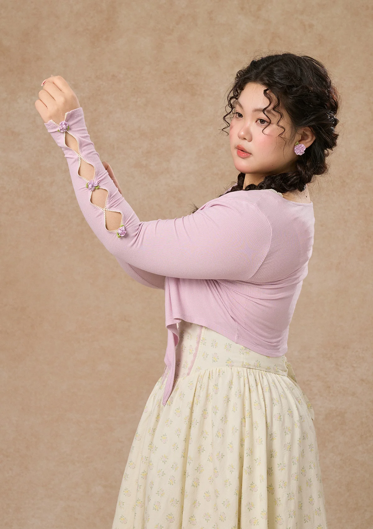 Curve&Plus Cream Clove Cardigan - Ascmtools