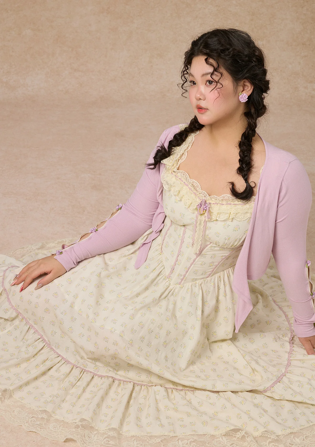 Curve&Plus Cream Clove Cardigan - Ascmtools