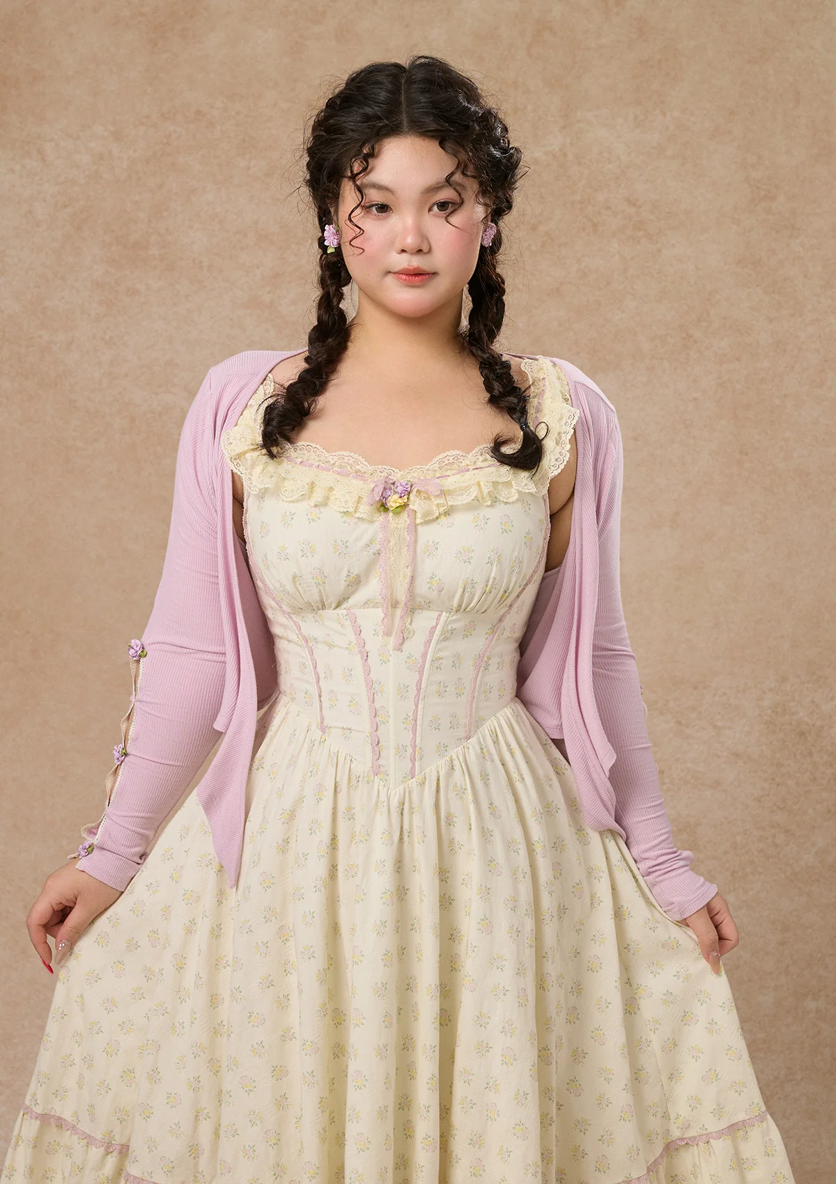 Curve&Plus Cream Clove Cardigan - Ascmtools