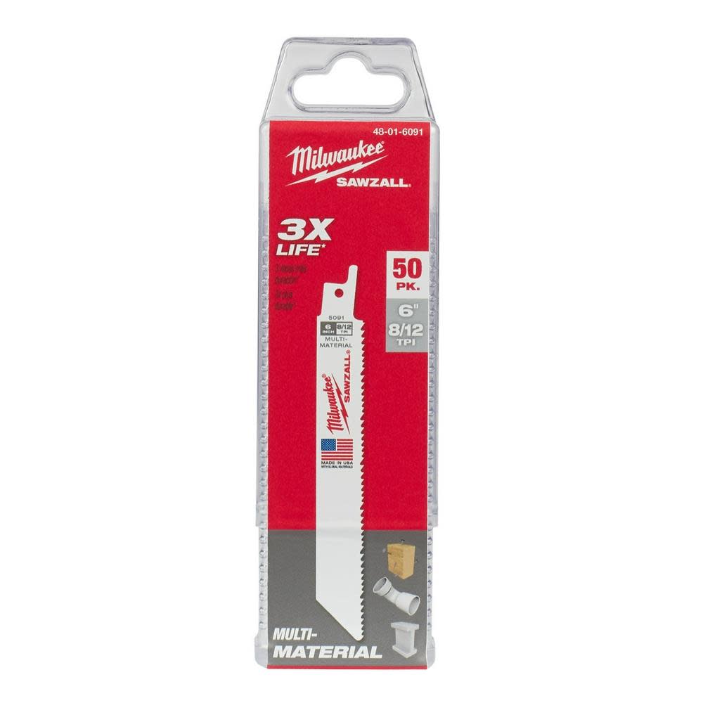 Milwaukee 6 in. 8/12 TPI SAWZALL Blades (50 Pack) - Ascmtools
