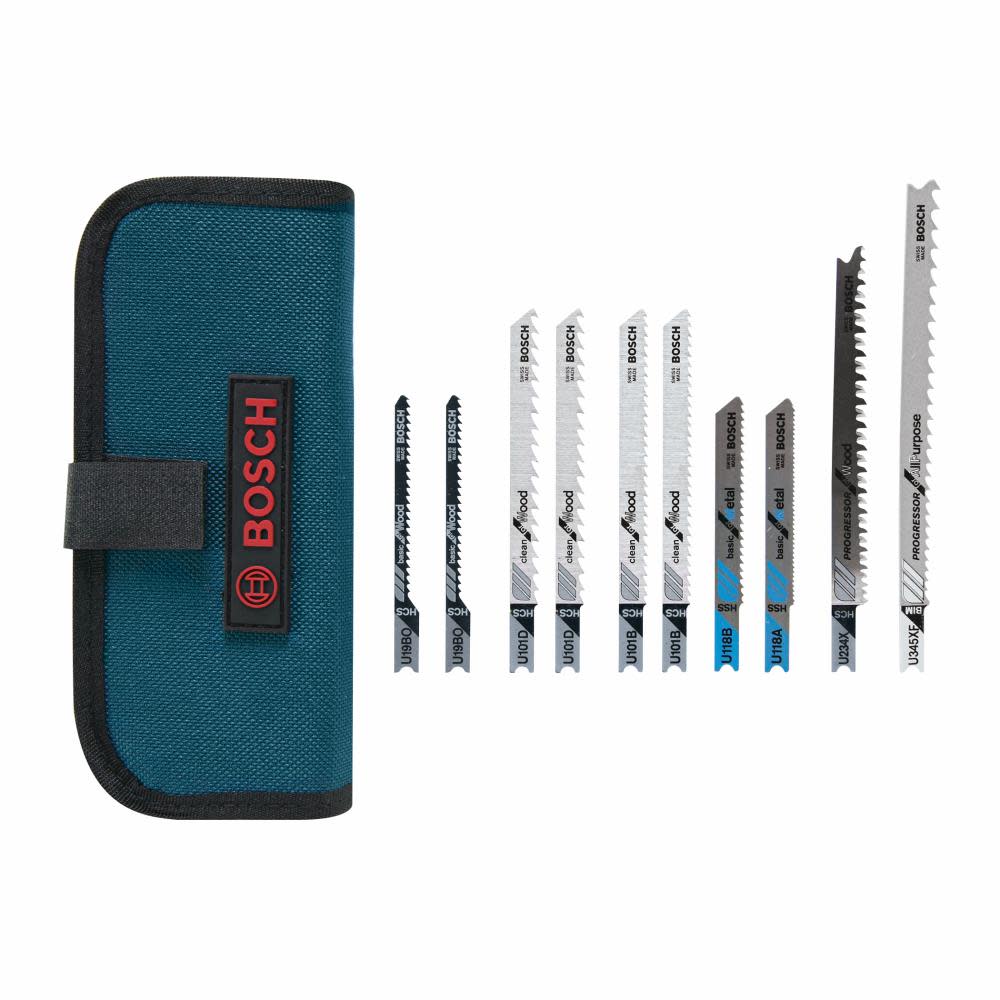 Bosch Jig Saw Blade Set 10pc U shank Multipurpose - Ascmtools