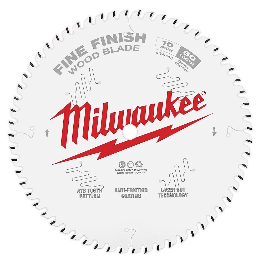 Milwaukee 10 in. 60T Fine Finish Circular Saw Blade - Ascmtools