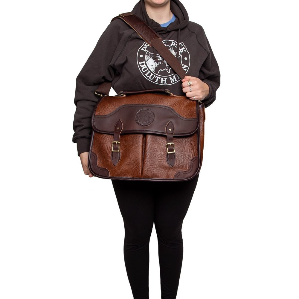 Duluth Pack 15 Liter Capacity Brown Trim Bison Leather Executive Briefcase - Ascmtools