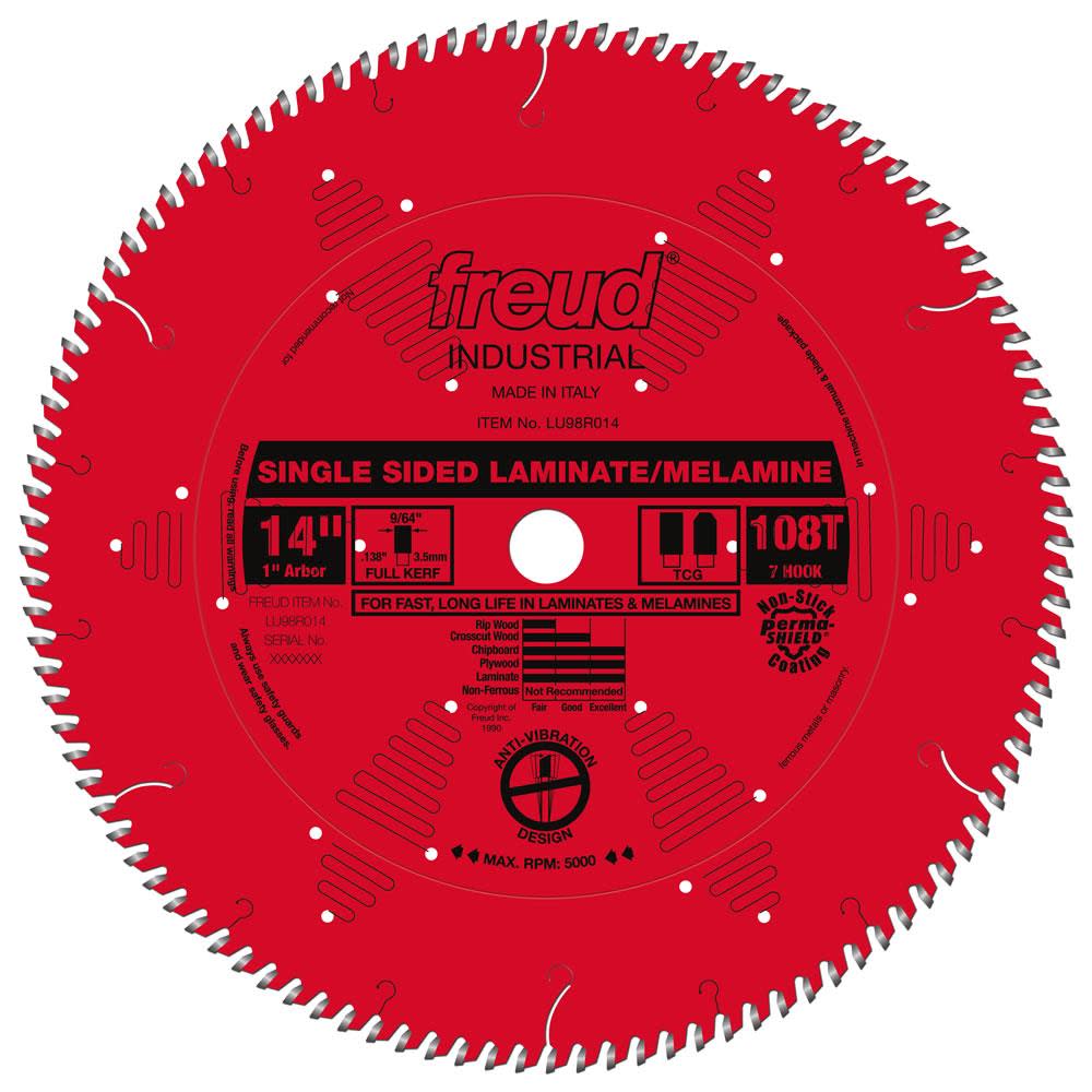 Freud 14 In. x 108T Single Sided Laminate/Melamine Blade - Ascmtools