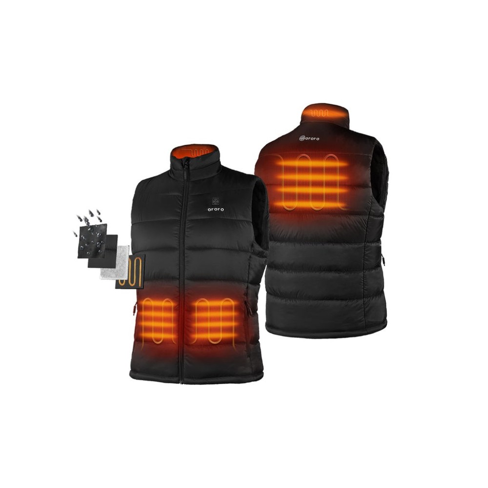 ORORO Mens Black Classic Heated Vest Kit 2X - Ascmtools