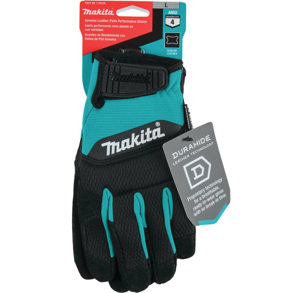 Makita Performance Gloves Genuine Leather Palm Large - Ascmtools