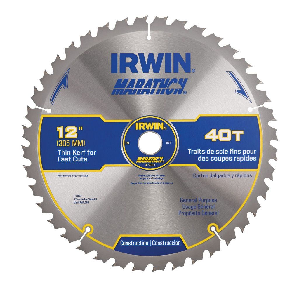 Irwin Marathon Carbide Table/Miter Circular Blade 12″ 40T - Ascmtools