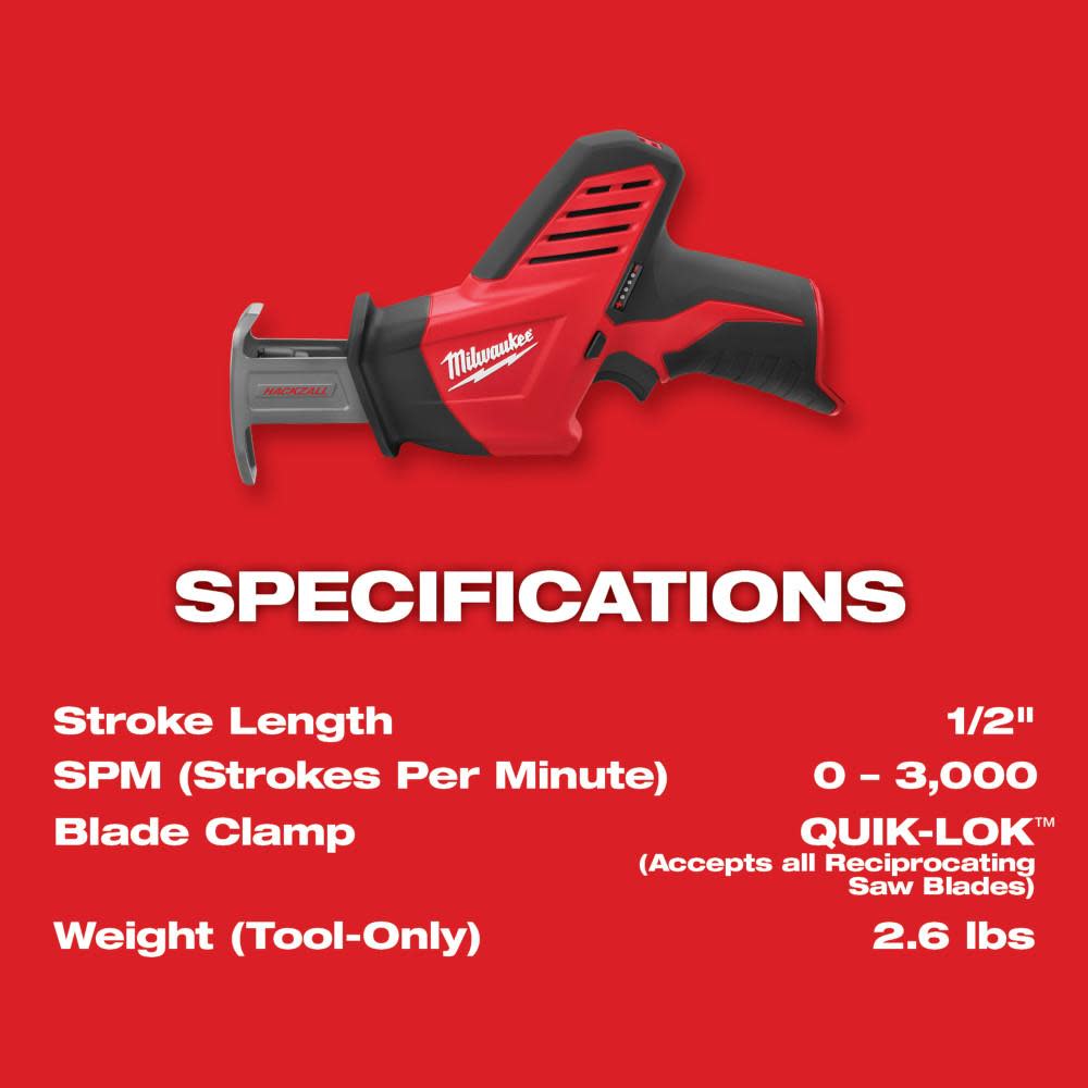 Milwaukee M12 HACKZALL Reciprocating Saw One Battery Kit - Ascmtools
