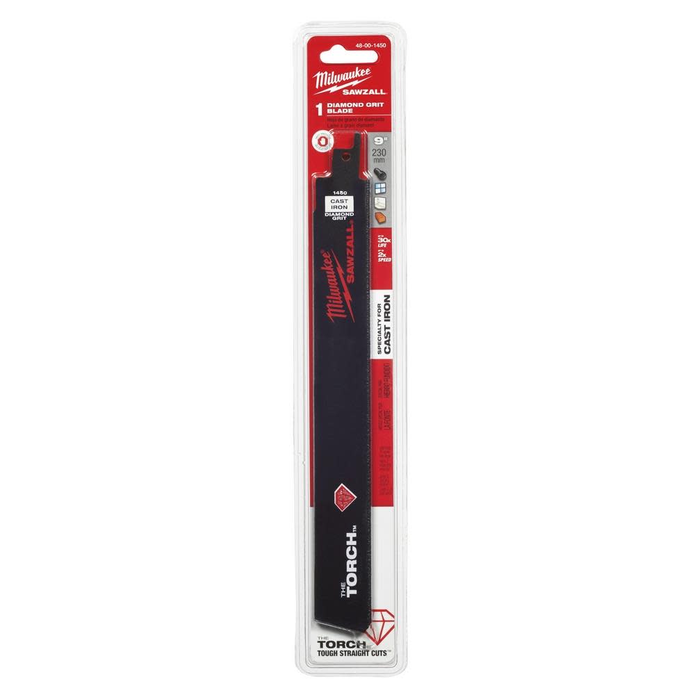 Milwaukee 9 in. Diamond Grit the Torch SAWZALL Blade - Ascmtools