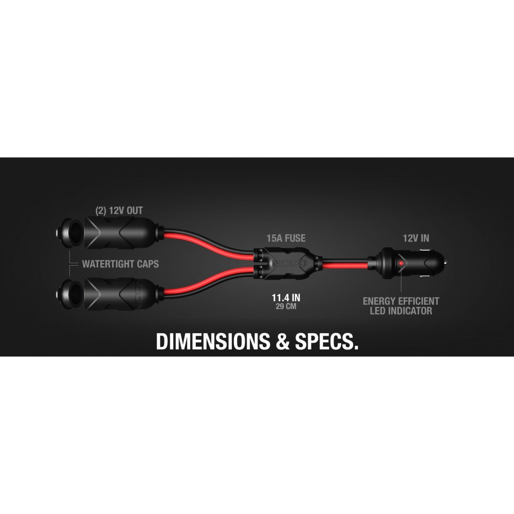 Noco 12V 15A Adapter Plug with 2 Way Splitter - Ascmtools
