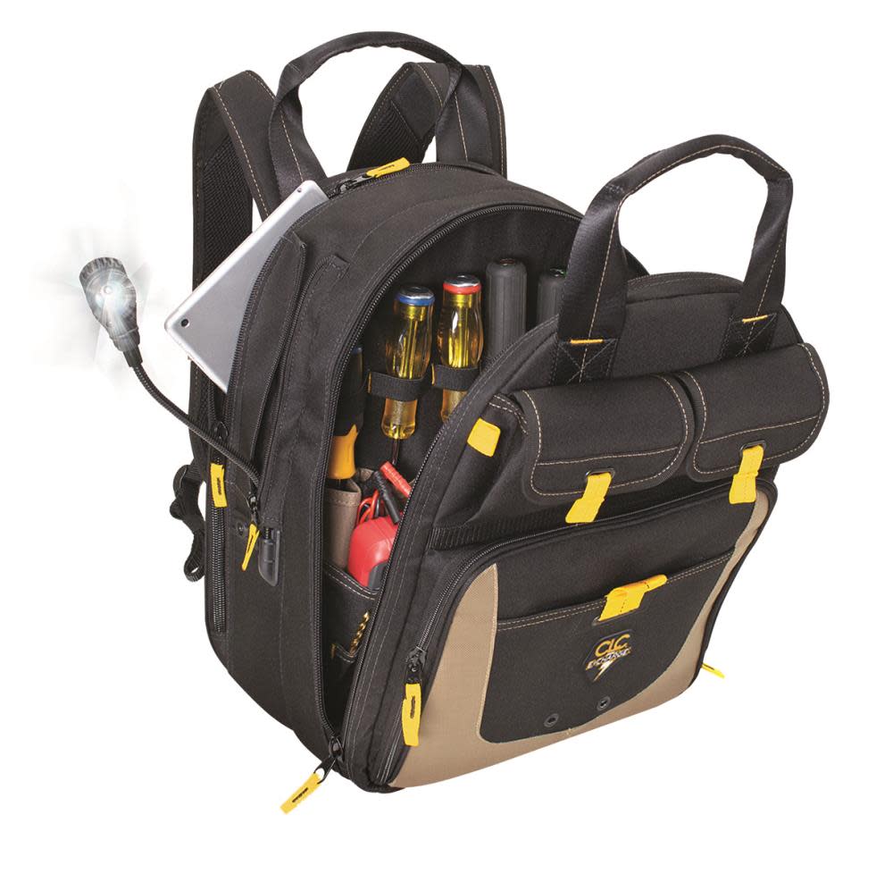 CLC 36 Pocket E-Charge Lighted USB Charging Tool Backpack - Ascmtools