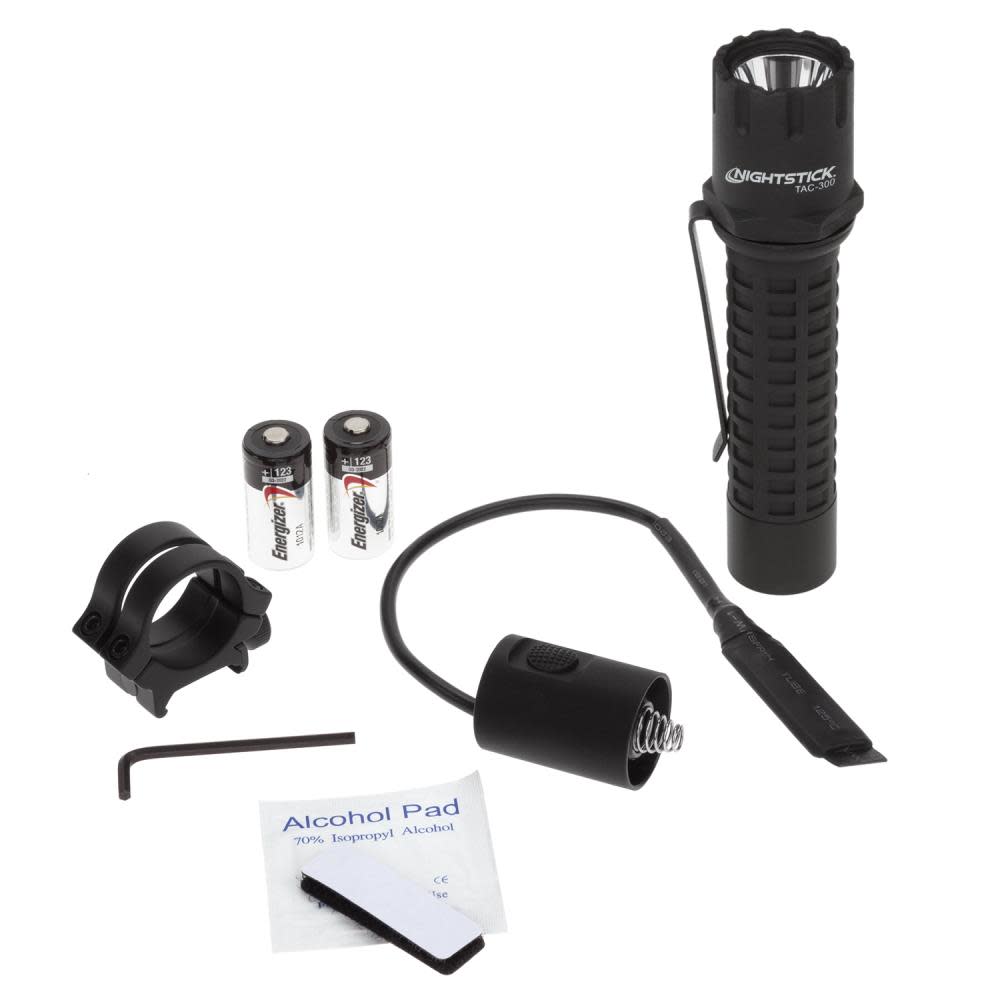 Nightstick TAC-300B-K01 Polymer Tactical Flashlight with Long Gun Mount Kit - Ascmtools