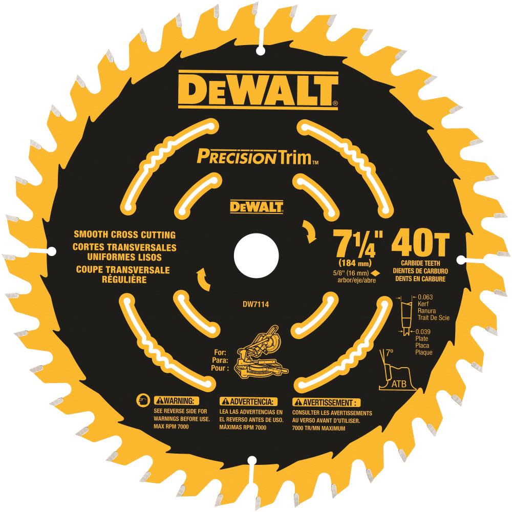DEWALT Cordless Miter Saw Blade 7-1/4-in 40T - Ascmtools