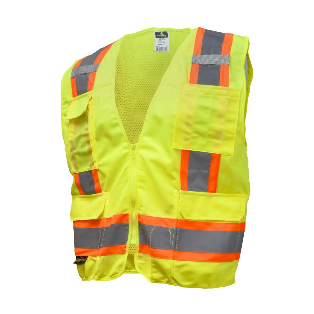 Radians Safety Vest SV6 Two Tone Surveyor Type R Class 2 Solid/Mesh Green Size 4X - Ascmtools