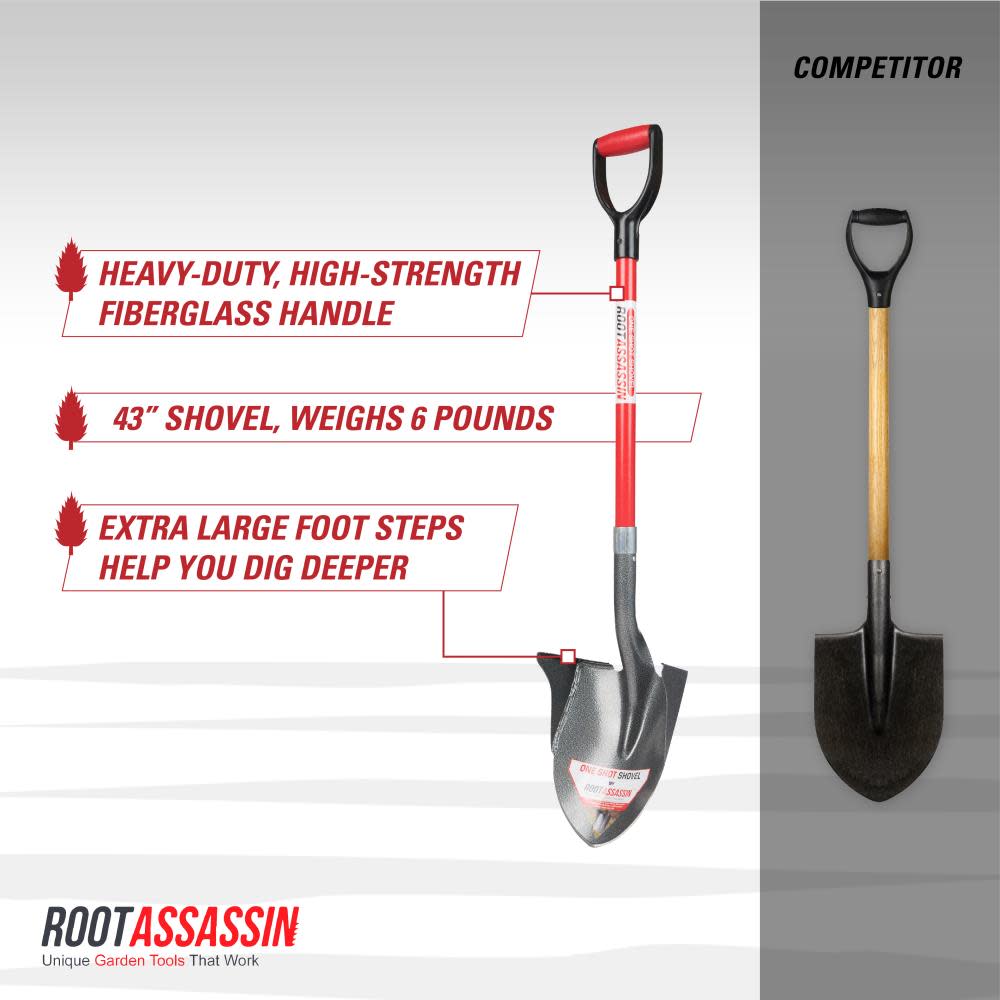 Root Assassin One Shot 43 in D-Handle Shovel - Ascmtools