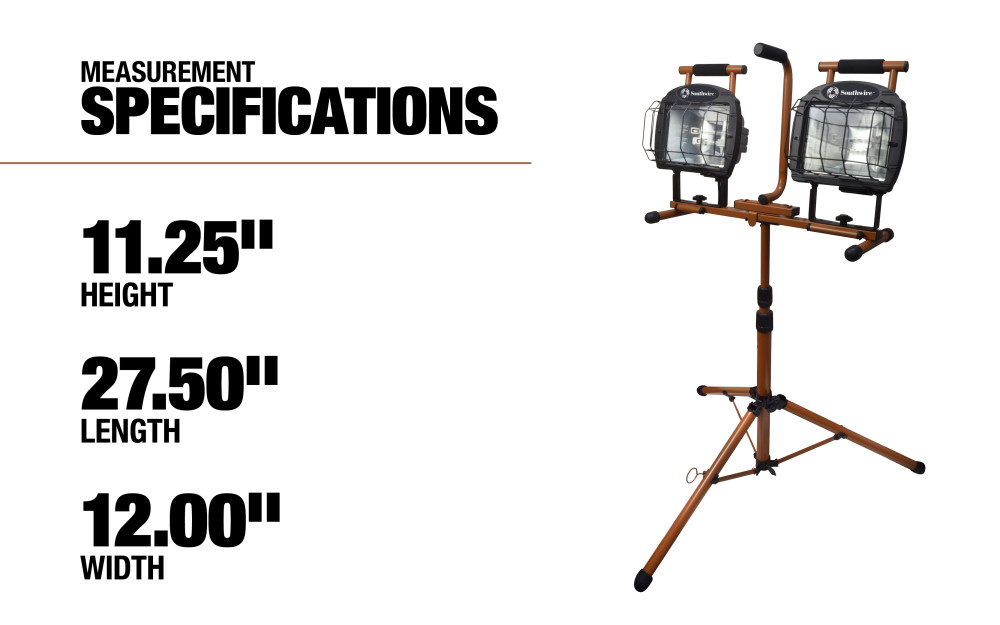 Southwire Tripod Work Light 1400 Watt Halogen Twin Head - Ascmtools