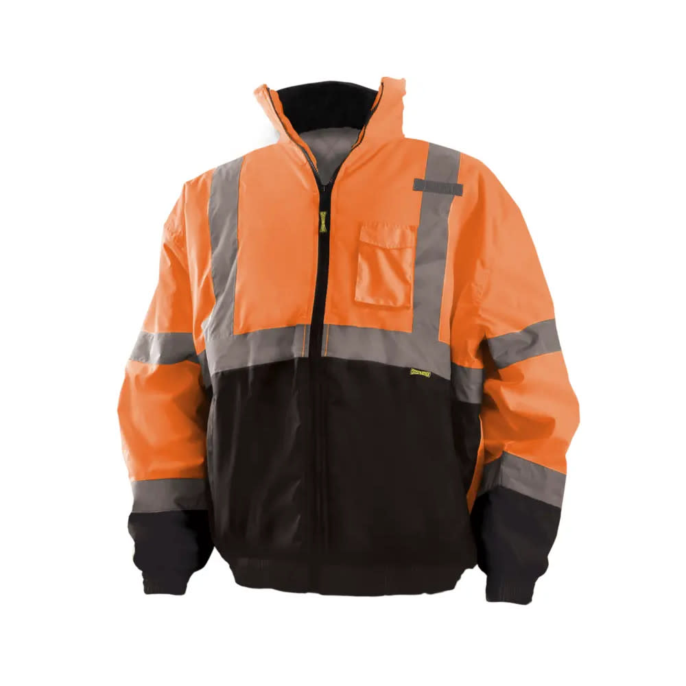 Occunomix Hi-Vis Orange Class 3 Value Black Bottom Bomber Jacket 4X - Ascmtools