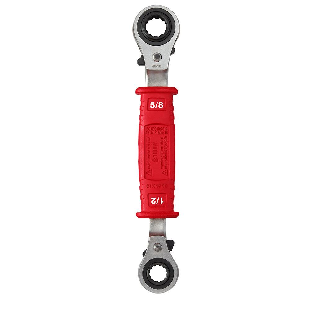 Milwaukee Linemans 4-in-1 Insulated Ratcheting Box Wrench - Ascmtools