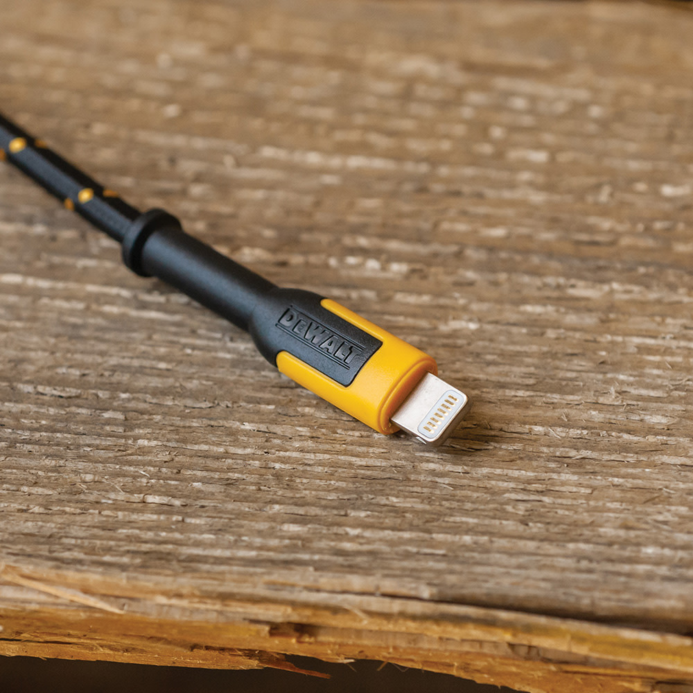 DEWALT Phone Charger Lightning Reinforced Braided Cable 10′ - Ascmtools