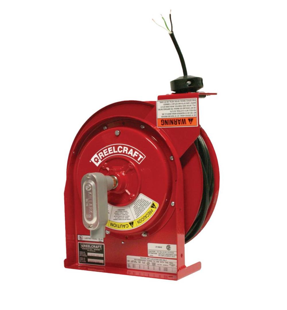 Reelcraft 45 Ft. Flying Lead Spring Retractable Power Cord Reel Steel - Ascmtools