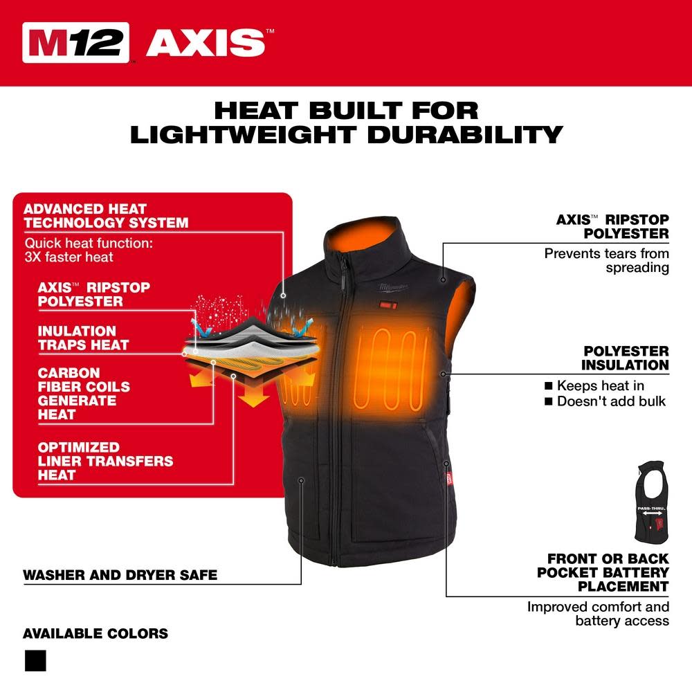 Milwaukee M12 Womens Heated AXIS Vest Bare Tool - Ascmtools