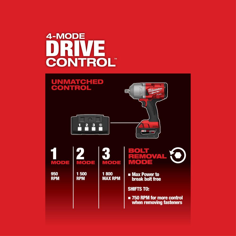 Milwaukee M18 FUEL 1/2 in. High Torque Impact Wrench with Pin Detent Kit - Ascmtools