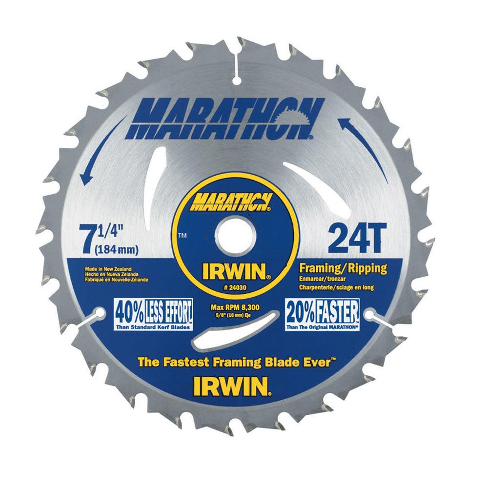 Irwin Marathon 7-1/4″ Circular Saw Blade 24T Carbide - Ascmtools