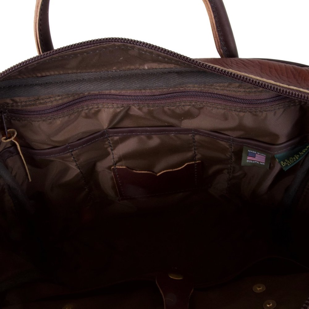 Duluth Pack 14 Liter Capacity Brown Traveler’s Medium Bison Leather Briefcase - Ascmtools