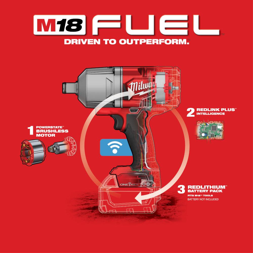 Milwaukee M18 FUEL ONE KEY Impact Wrench 3/4″ Friction Ring Bare Tool Reconditioned - Ascmtools