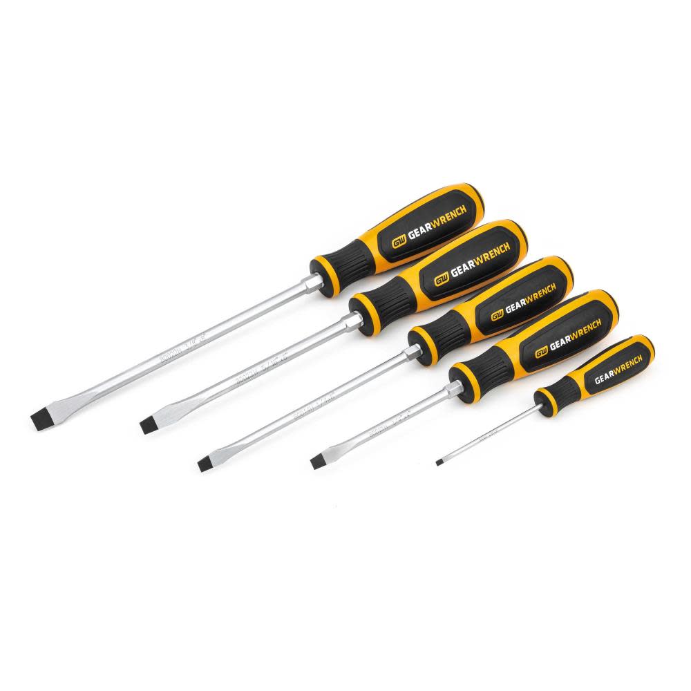 GEARWRENCH 5 Pc Slotted Dual Material Screwdriver Set - Ascmtools