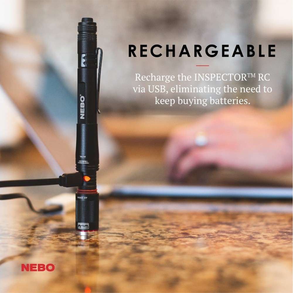 Nebo INSPECTOR RC Penlight 360 Lumens Black Rechargeable LED - Ascmtools