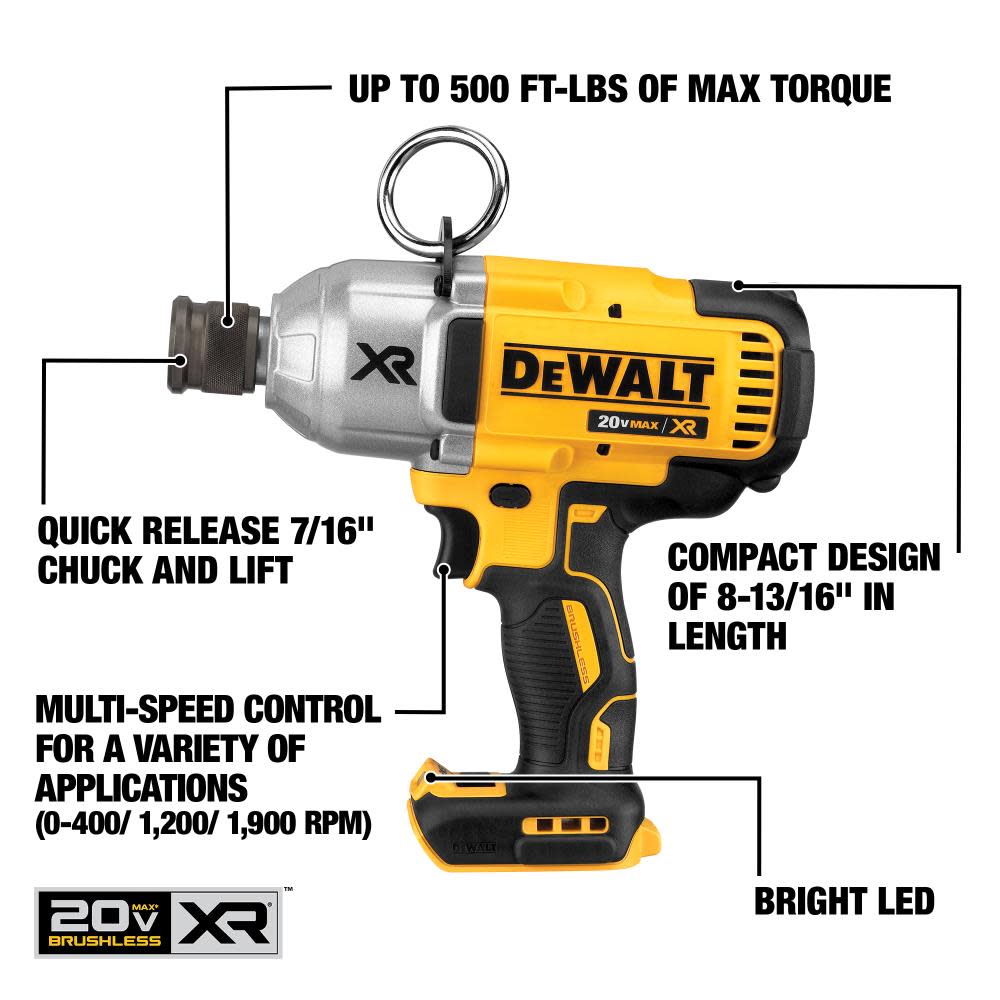 DEWALT 20V MAX XR 7/16″ Impact Wrench with Quick Release Chuck Bare Tool - Ascmtools
