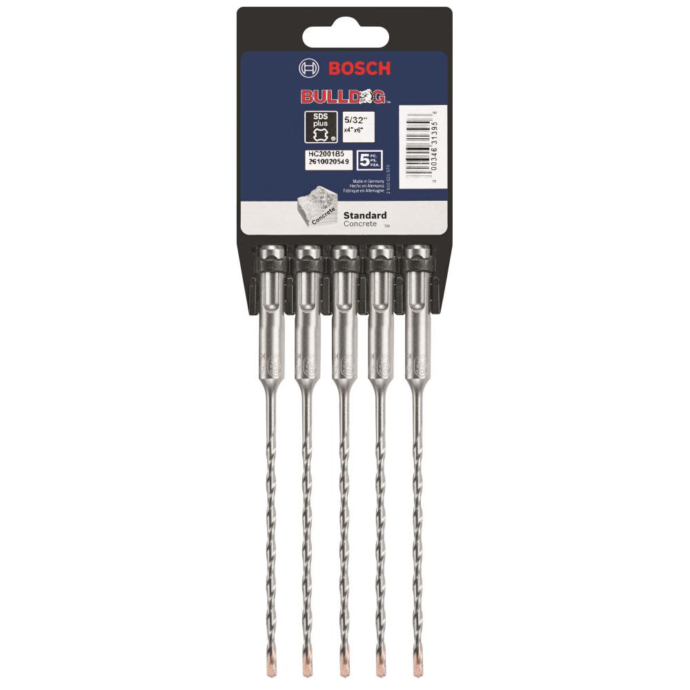 Bosch 5 pc. 5/32 In. x 6 In. SDS-plus Bulldog Rotary Hammer Bits - Ascmtools