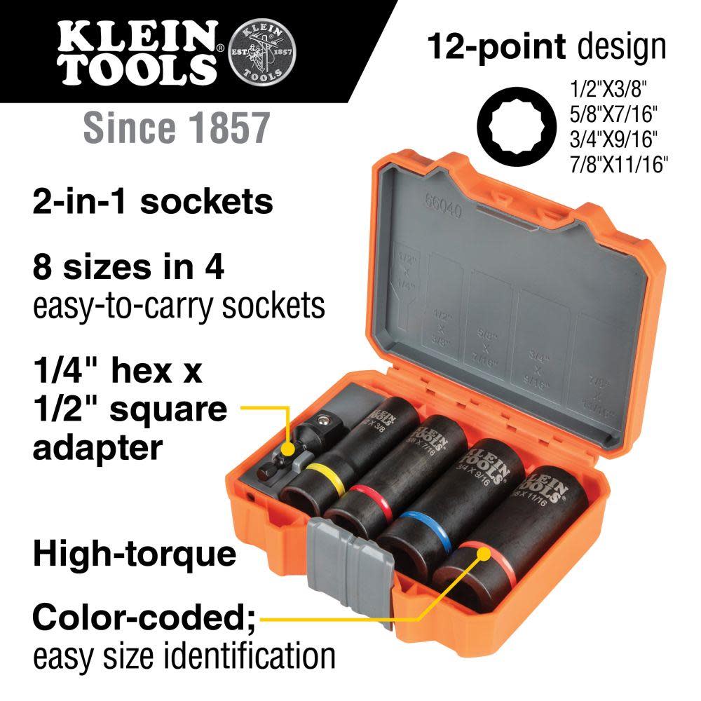Klein Tools 2-In-1 Impact Socket Set 5-Piece - Ascmtools
