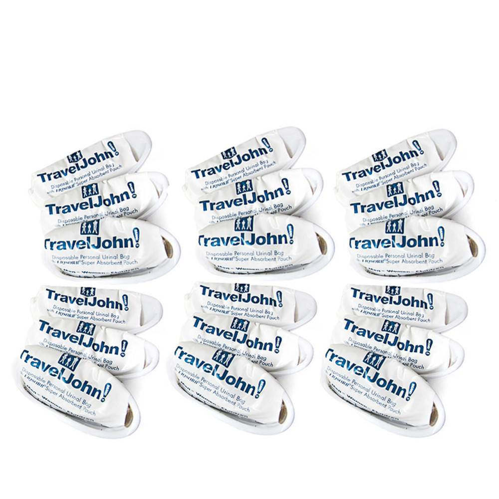 Travel John Non-Toxic Odorless Unisex Deluxe Disposable Urinal Bag – 18/Pack - Ascmtools