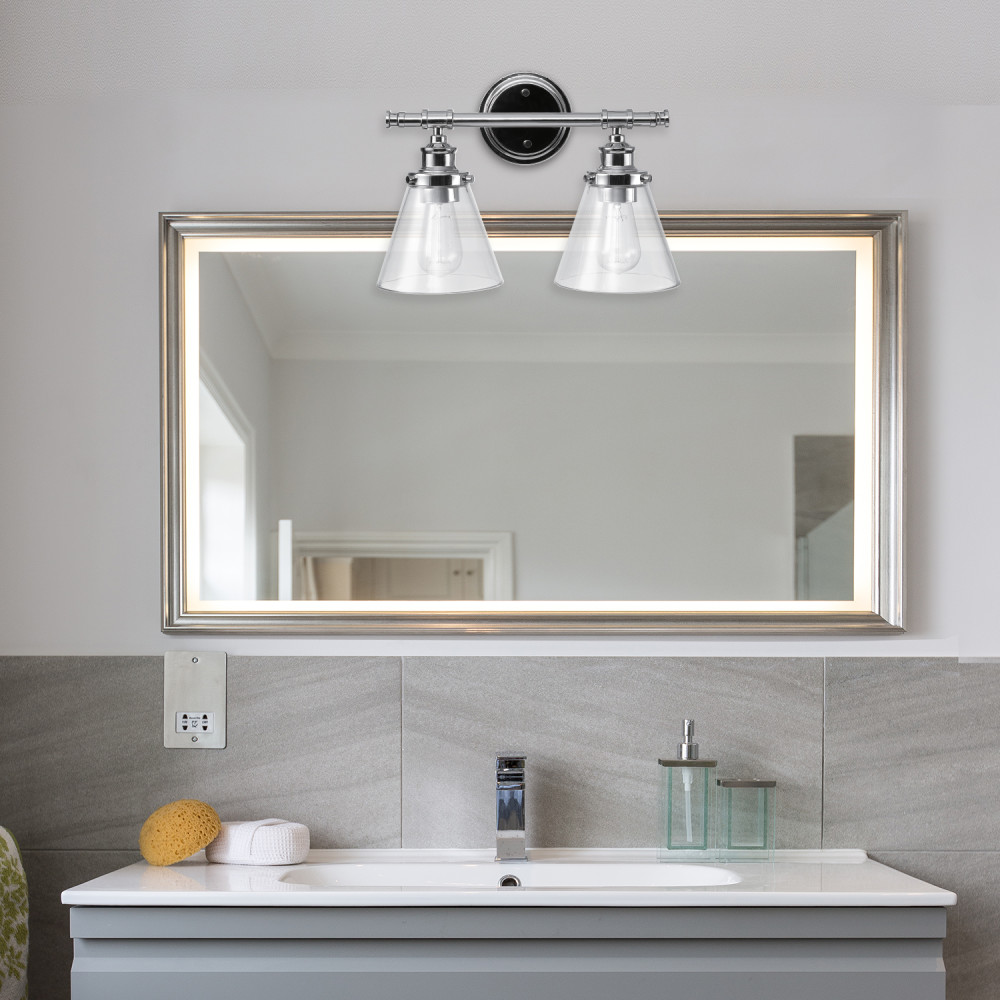 Globe Electric Parker Vanity Light 60W E26 2 Light Vintage Chrome - Ascmtools