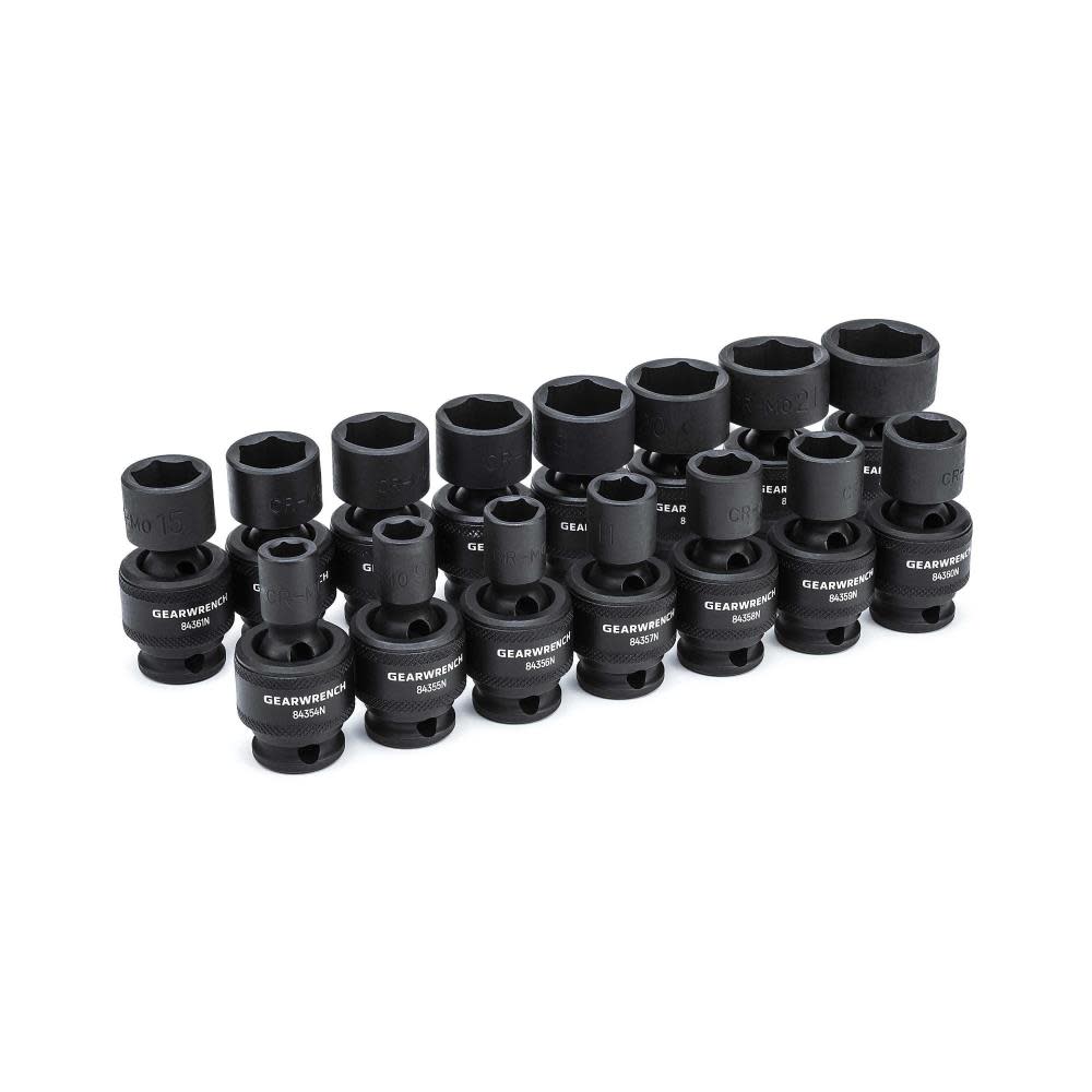 GEARWRENCH 15 Pc 3/8″ Drive 6 Point Standard Universal Impact Metric Socket Set - Ascmtools